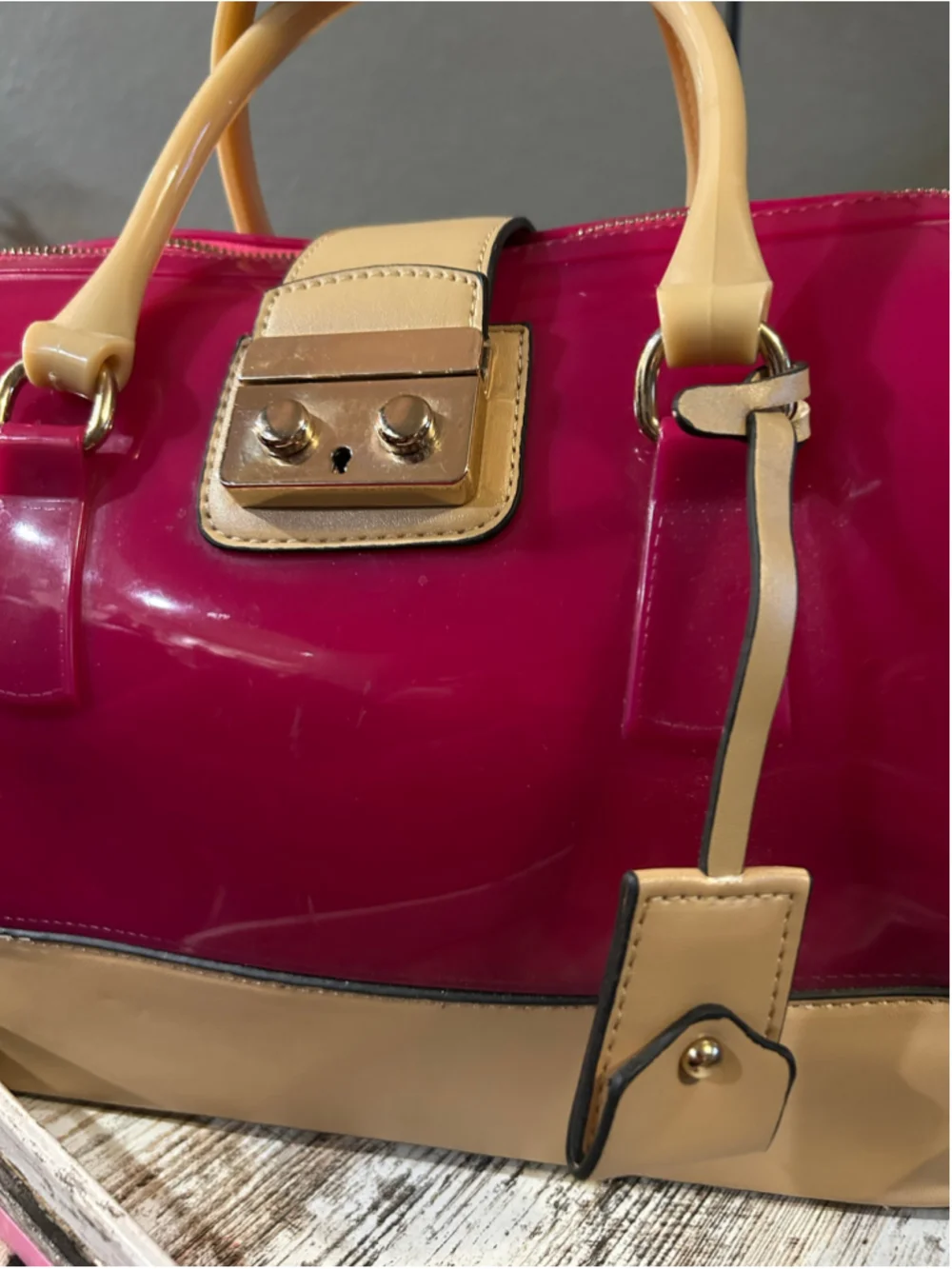 Women's Unbranded Satchel Bag One Size Red and Beige